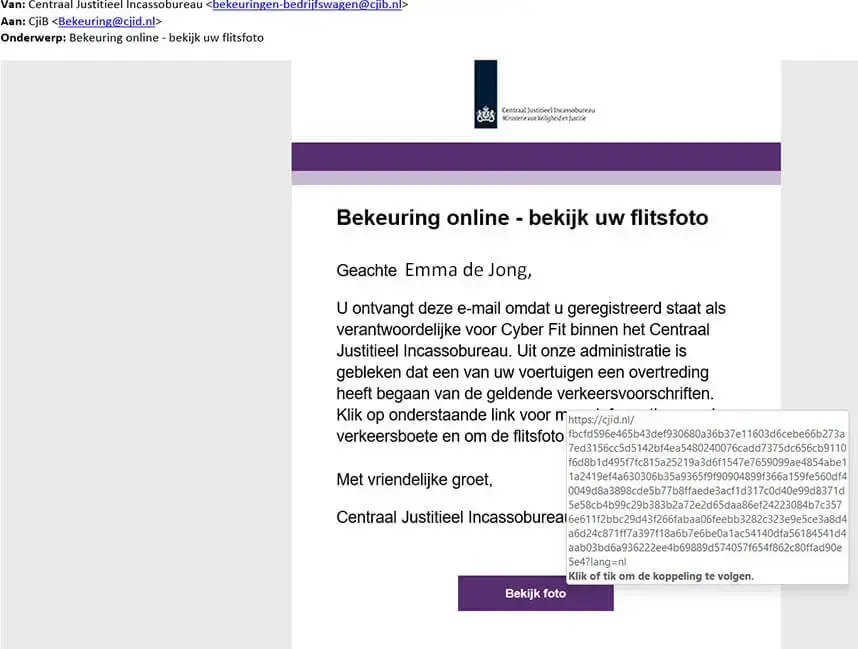 Bssc cjib phishing voorbeeld
